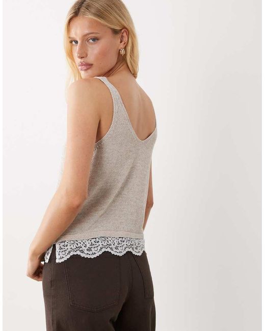 Jdy White Lace Detail Knitted Singlet