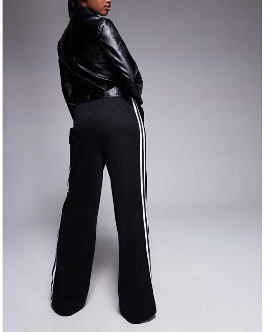 River Island Black Wide Leg joggers With Side Stripe