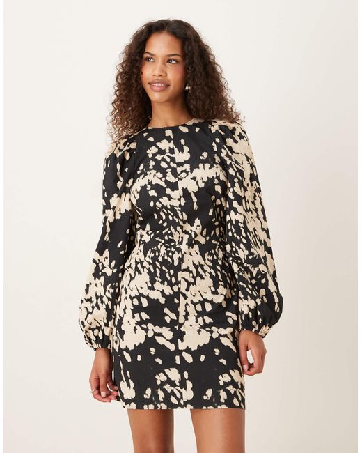 ASOS Natural Fit And Flare Mini Dress With Tie Back Detail