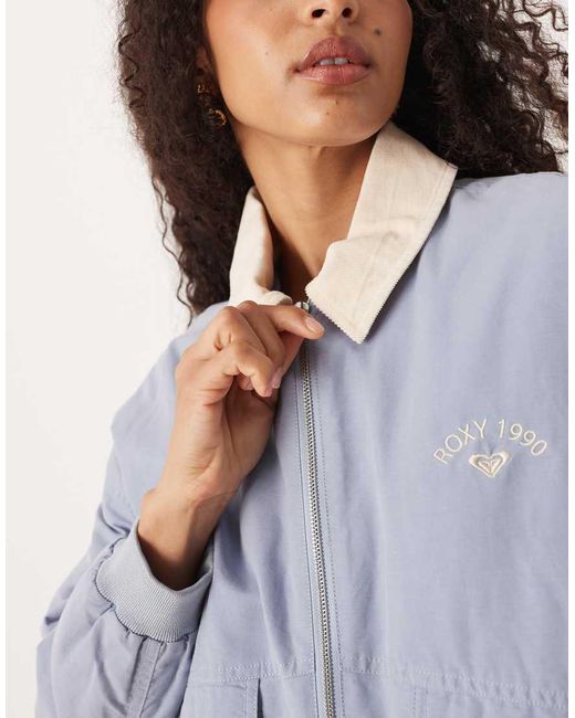 Roxy Blue Sweet Talk Cotton Canva Aviator Jacket