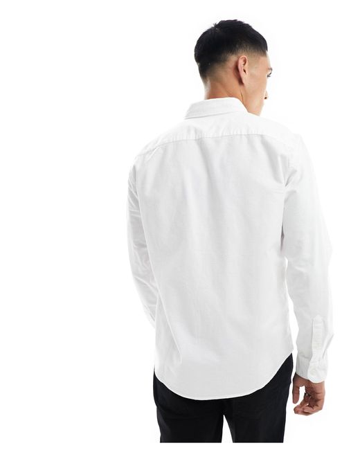 Camisa oxford blanca con logo icon Abercrombie & Fitch de hombre de color White