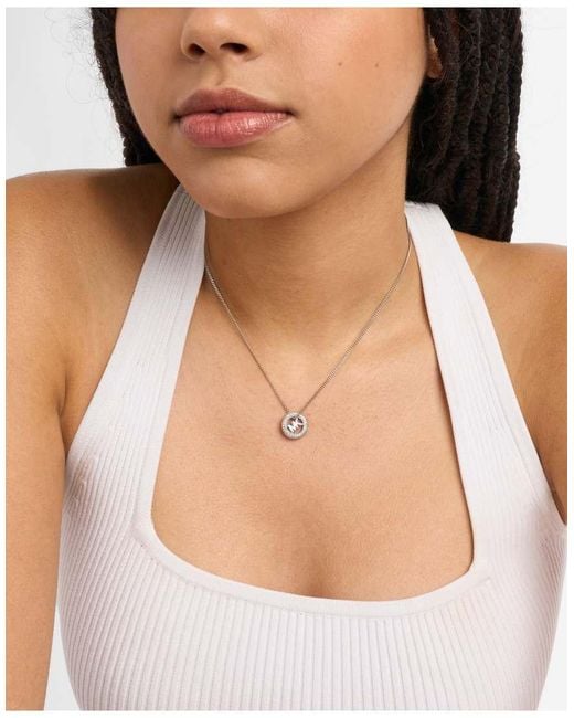 Michael Kors White Pavé Logo Pendant Necklace, Mkj8546040