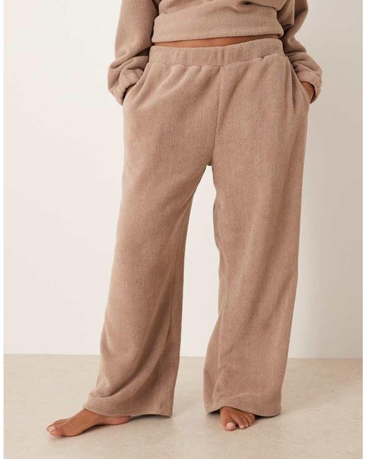 ASOS Natural Asos Design Curve Lounge Microfleece Wide Leg Pants