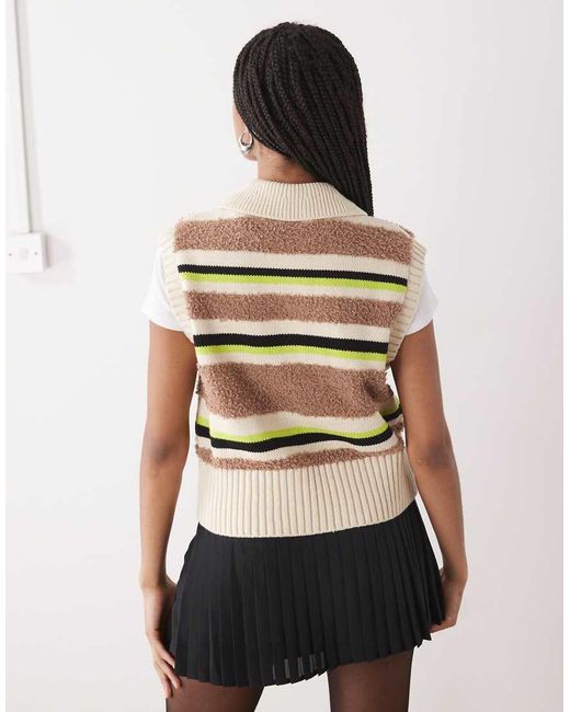 Noisy May White 1/4 Zip Textured Knit Vest
