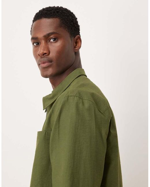 ASOS Overshirt Met Zakdetails En Rits in het Green voor heren
