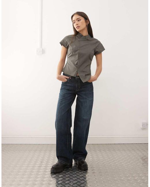Collusion Gray Asymmetric Hem Fitted Shirt
