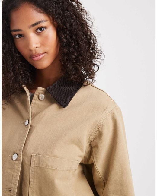 ASOS Natural Crop Denim Barn Jacket