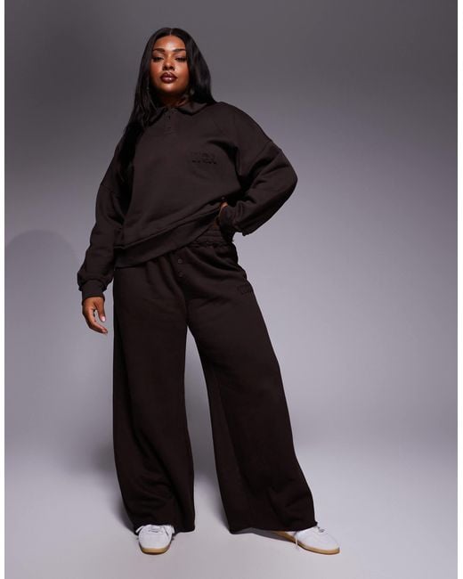 ASOS Women's Blue Weekend Collective Curve Co-Ord Wide Leg Jogger With Ski Club Graphic
