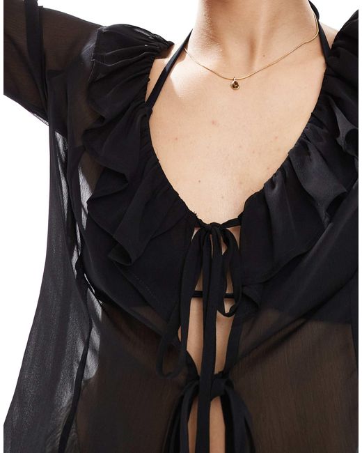 Miss Selfridge Black – strand-cover-up aus chiffon