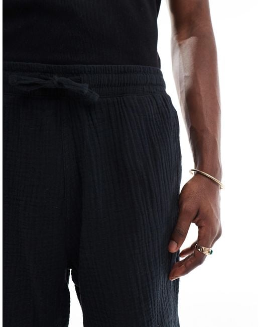 Jack & Jones Blue Texture Revere Collar Shirt And Short Set for men