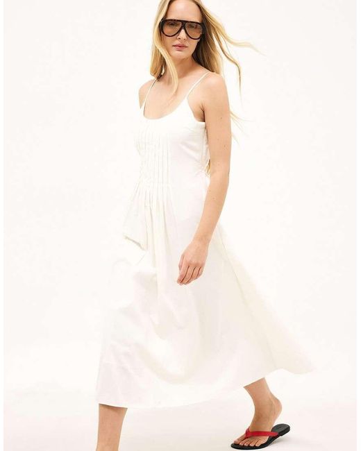 NA-KD White Pintuck Detail Strap Midi Dress
