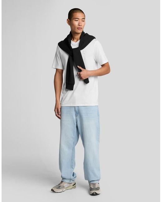 Lyle & Scott White Ss T-Shirts Superfine V Neck T-Shirt for men