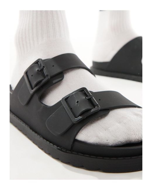 Pull&Bear Black Strap Sandals for men
