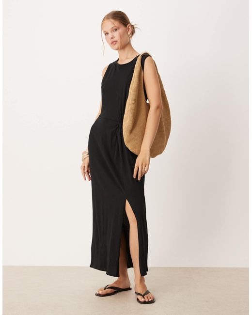 Mango Natural Racer Knot Detail Midi Dress