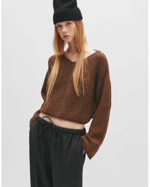 Pull&Bear Brown – pullover aus chenille