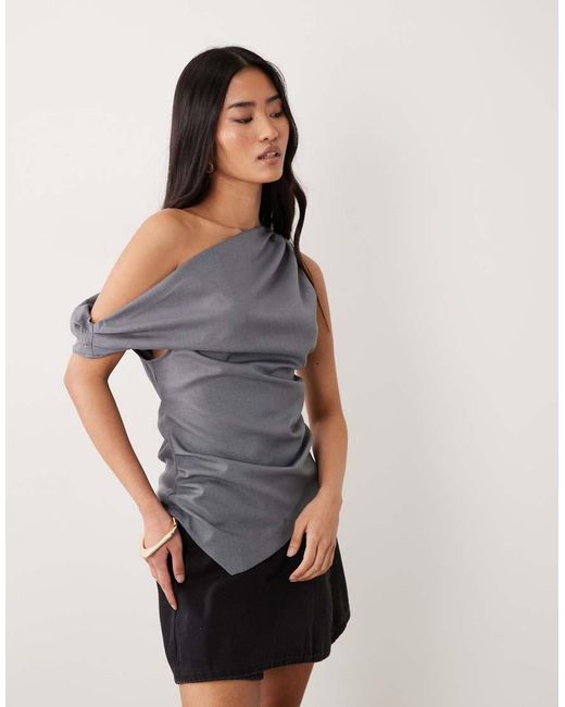 Miss Selfridge Gray Tailored Drape Top