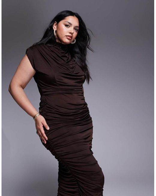 Tfnc Plus Black High Neck Midi Dress
