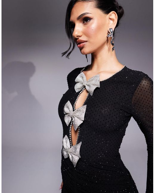 Lavish Alice Rhinestone Embellished Mesh Mini Dress in Black | Lyst  Australia