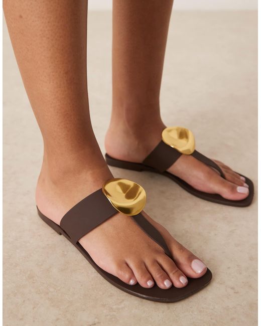 ASOS Natural – flatter – jelly-zehenstegsandalen