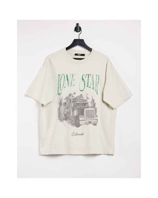 Jaded London Natural Oversized Lone Star T-shirt for men