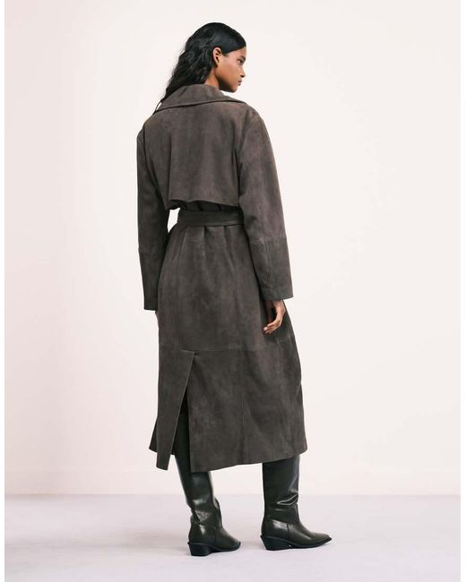 ASOS Green Premium Suede Trench Coat