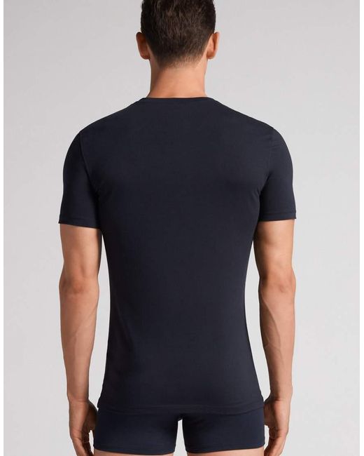 Intimissimi Blue Superior Stretch Cotton T-Shirt for men