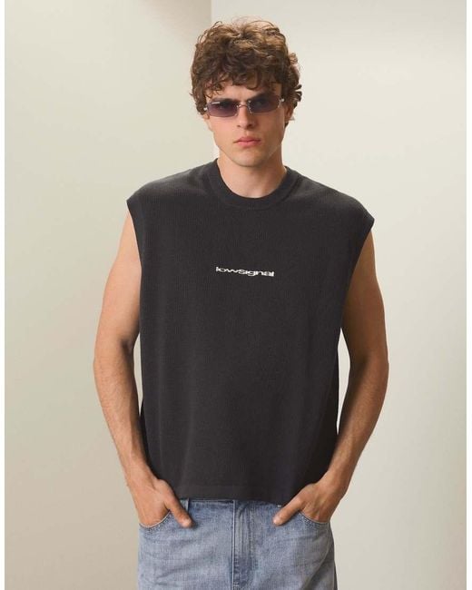 Bershka Black Embroidered Vest Top for men