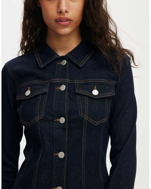 Cotton On Blue Fitted Denim Jacket