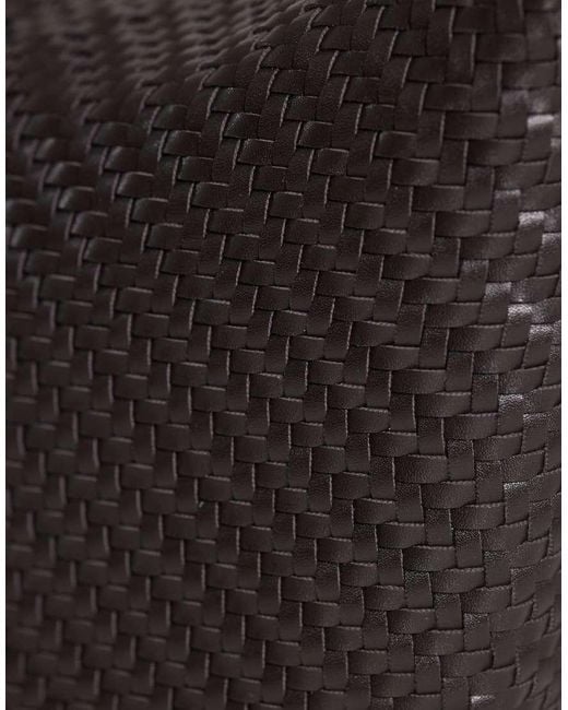 Mango Black Small Woven Bucket Bag