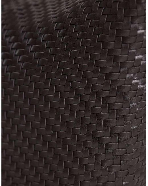 Borsa A Secchiello Piccola Intrecciata di Mango in Black