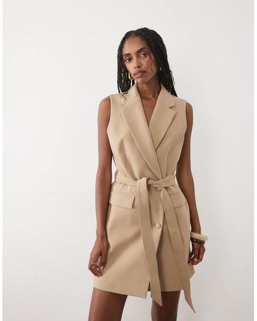 Miss Selfridge Natural Tailored Sleeveless Blazer Dress