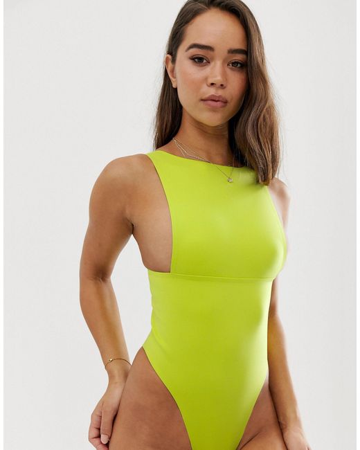 ASOS Jovee - Neon Tanga-bodysuit Zonder Achterkant in het Green