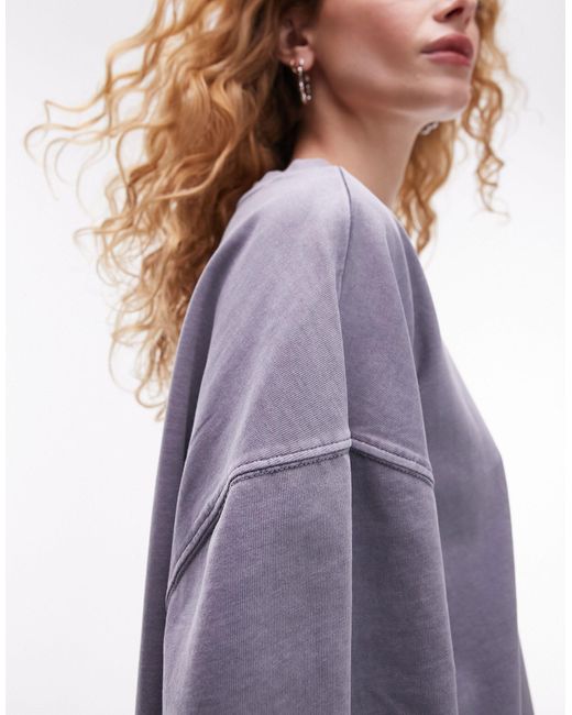 TOPSHOP Purple – premium – longline-t-shirt mit rundhalsausschnitt