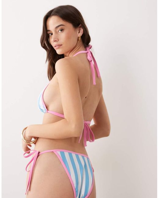 Peek & Beau Blue Apex Triangle Bikini Top With Contrast