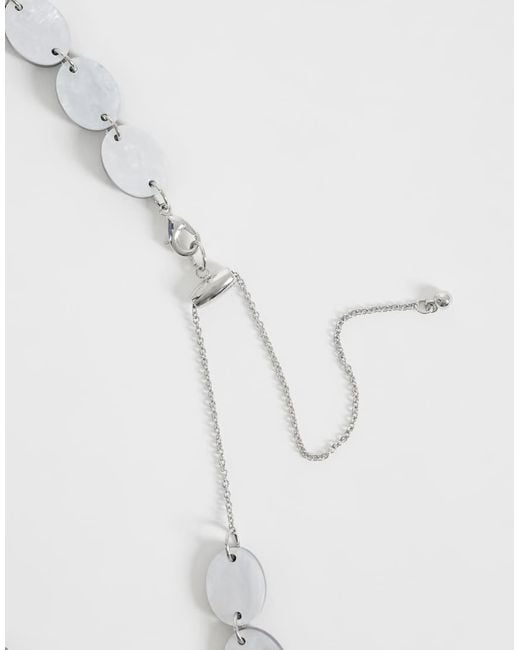 Reclaimed Vintage White Faux Mother-of-pearl Disc Necklace for men