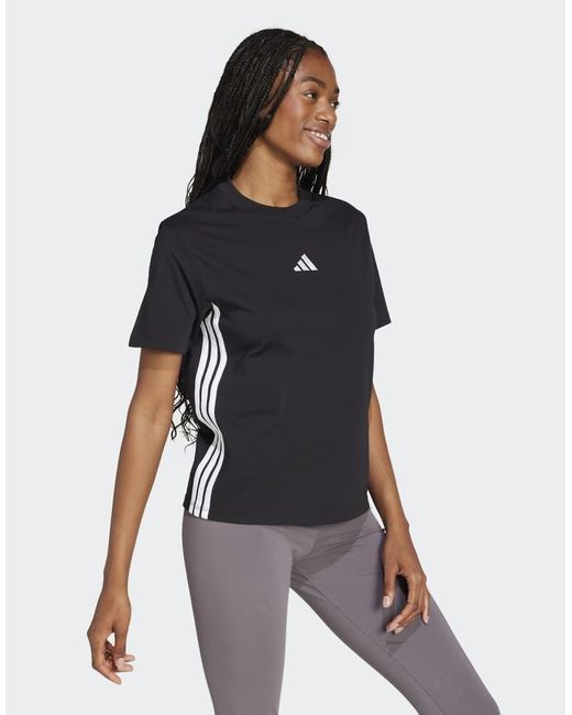 Adidas Originals Black Essentials 3-Stripes Cotton Tee