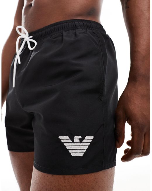 Essential - pantaloncini da bagno neri con logo di Emporio Armani in Black da Uomo