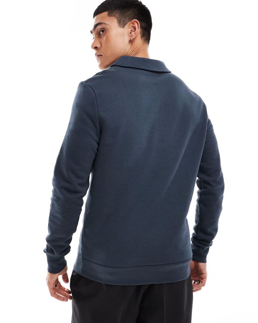 ASOS Blue Polo Sweatshirt With Zip for men