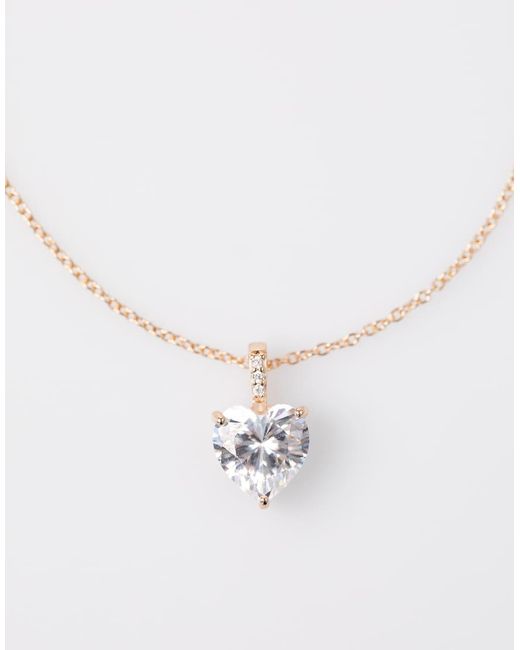 Lovisa White Rose Plated Sterling Cubic Zirconia Heart Necklace
