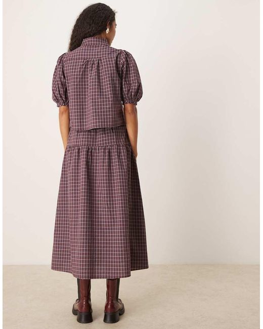 Glamorous Geruite Maxi-Rok Met Verlaagde Taille in het Multicolor