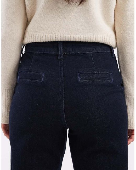 New Look Blue Front Seam Tailored Wide Leg Jean