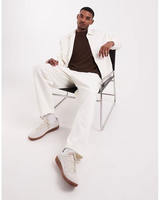 ASOS Natural Relaxed Zip Through Pique Shacket for men