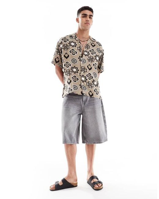 Jack & Jones Multicolor Revere Collar Geo Short Sleeve Shirt for men