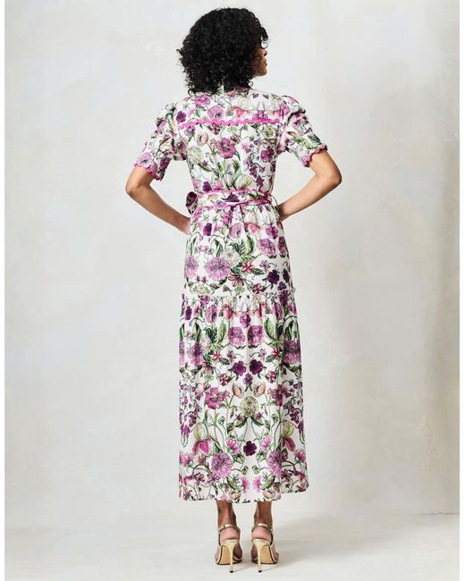 Hope & Ivy White The Angela Button Front Midi Dress With Tiered Skirt And Tie Waist