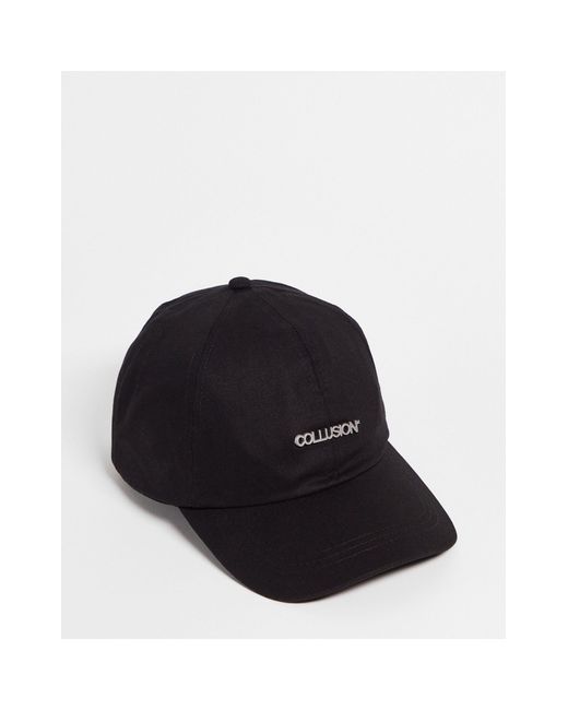 Collusion Cotton Unisex Cap With Embroidered Logo in Black | Lyst