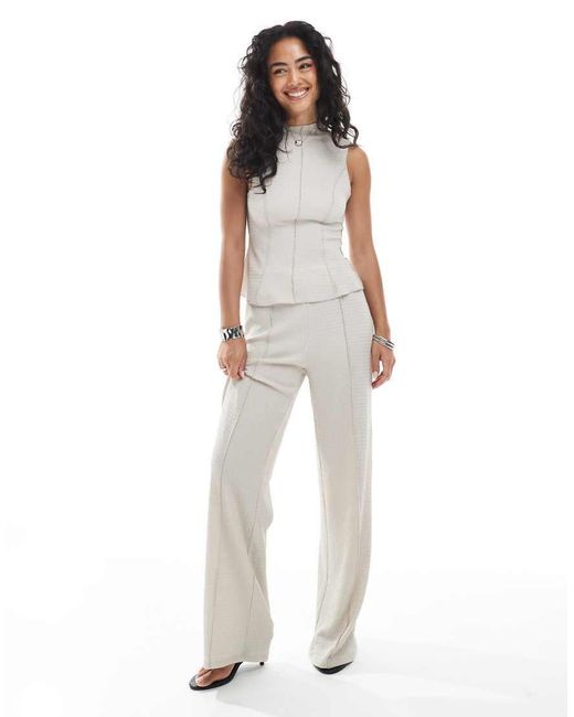 Vero Moda White Textured Jersey Seam Detail Top Co-ord