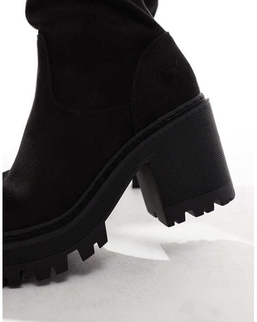 SEQWL Black Knee High Chunky Boots