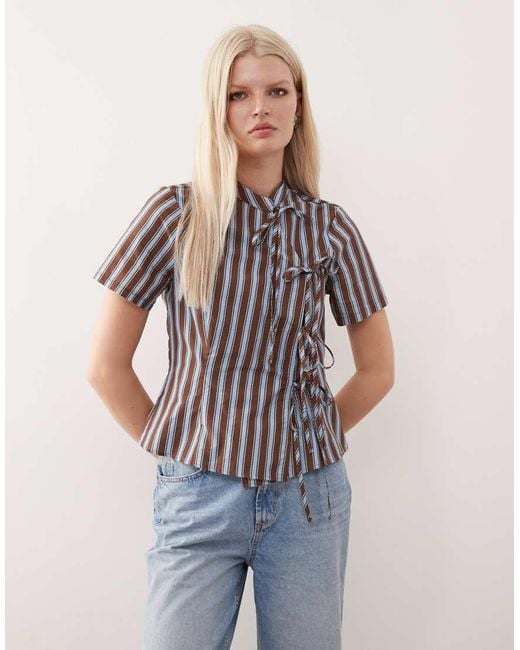Reclaimed Vintage Multicolor Top With Asymmetric Tie Detail