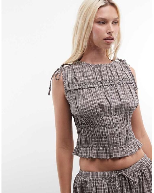 Daisy Street Gray Ruffle Shirred Top