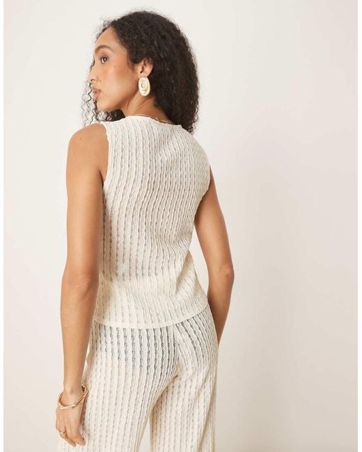 Top Semitransparente Sin Mangas De Croché Texturizado De (Parte De Un Conjunto)-Neutro ASOS de color Natural
